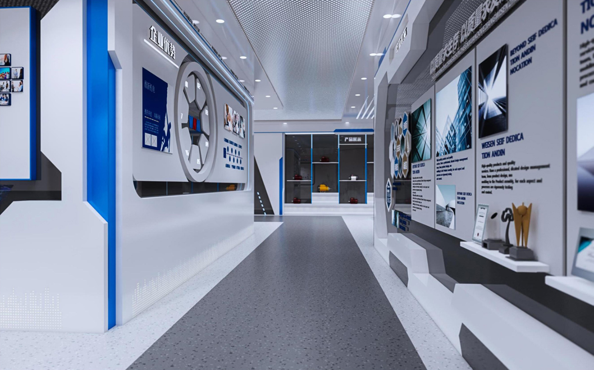 涇縣皖南電機500平方科技風展廳裝修設計(圖5) 涇縣皖南電機500平方科技風展廳裝修設計(圖5)